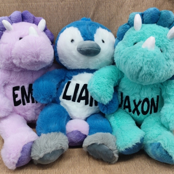 Toys | Personalized Stuffed Plush Triceratops Dinosaur Or Penguin For A